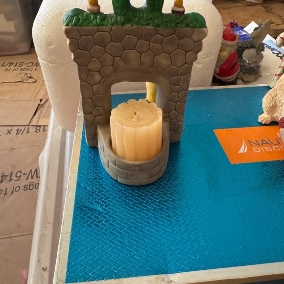 Vtg Little Boy Hanging His Stocking Tea Light Candle Holder Figurine " - Picture 3 of 4